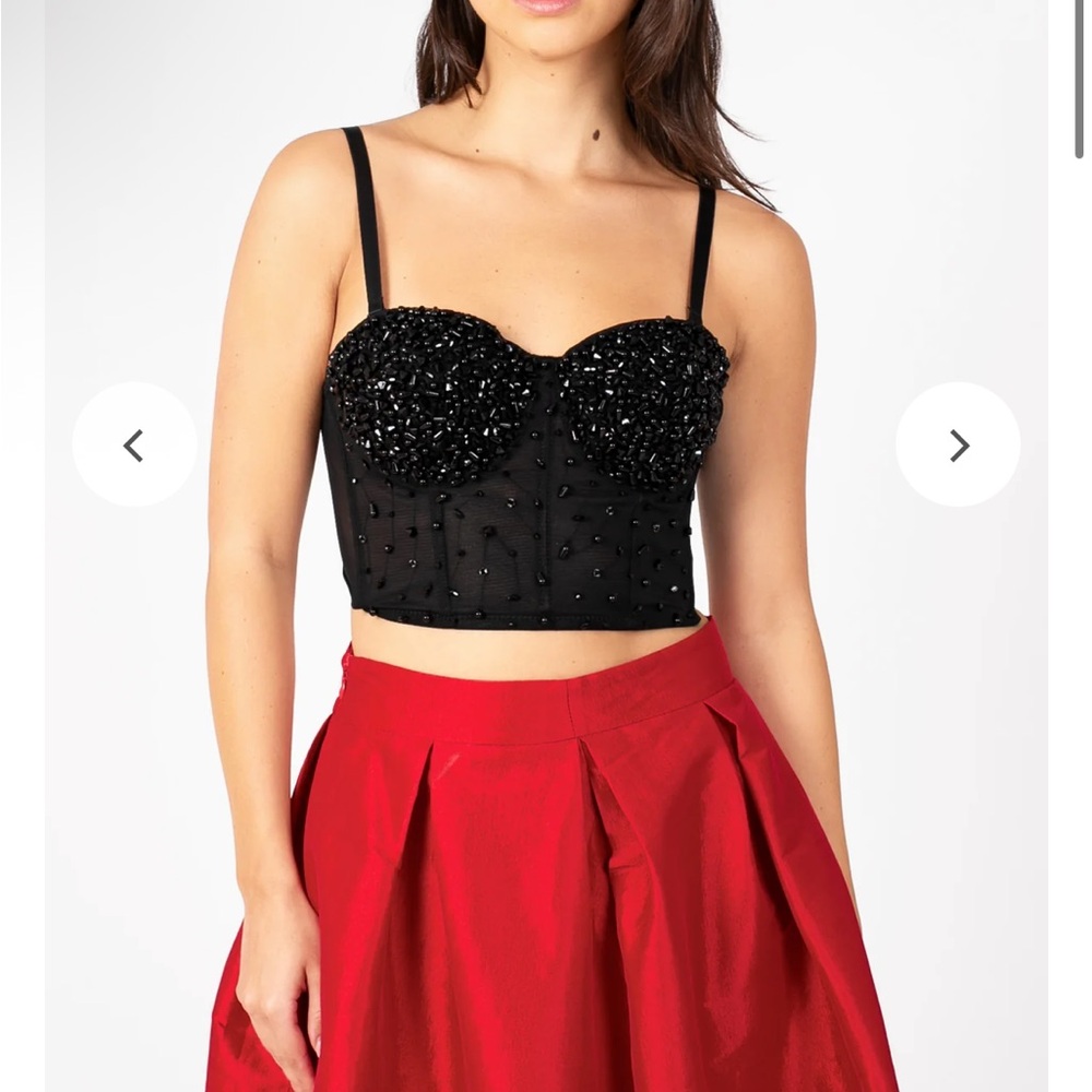 Elegant Black Beaded Women's Top